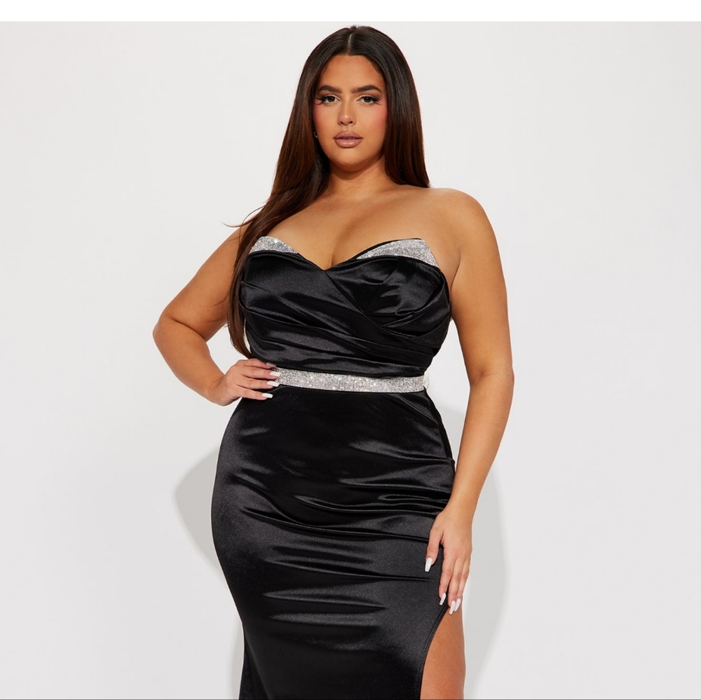 Black Satin Maxi Dress